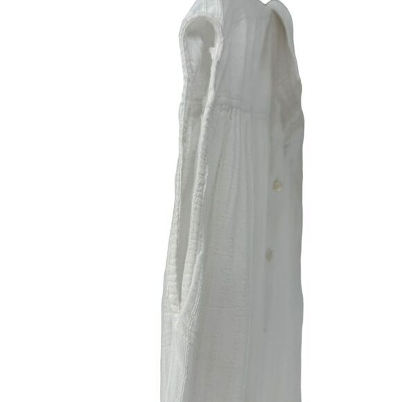 ATM Top White Cotton Gauze Sleeveless Boxy Size M Breathable Button Up Collared - Picture 4 of 9